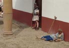 ..well, he was a beggar, what did you expect? Of course we pelted him with mud and the remains of our food.