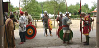 Ad signa - lining up for the first drill of the event: Minervii, Septimani and I Germanica.