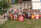 Gathering the troops on the field for the cavalry training. 