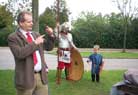 Wilfried Hessing, the archaeologist, painting a picture of Roman times.