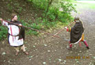 The guys sparring while they were shown round Fort Vechten.